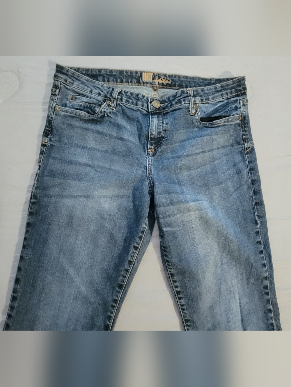 Kut From The Kloth Distressed Straight Leg Boyfriend Jeans, Size 16, Inseam 32" - Picture 8 of 13